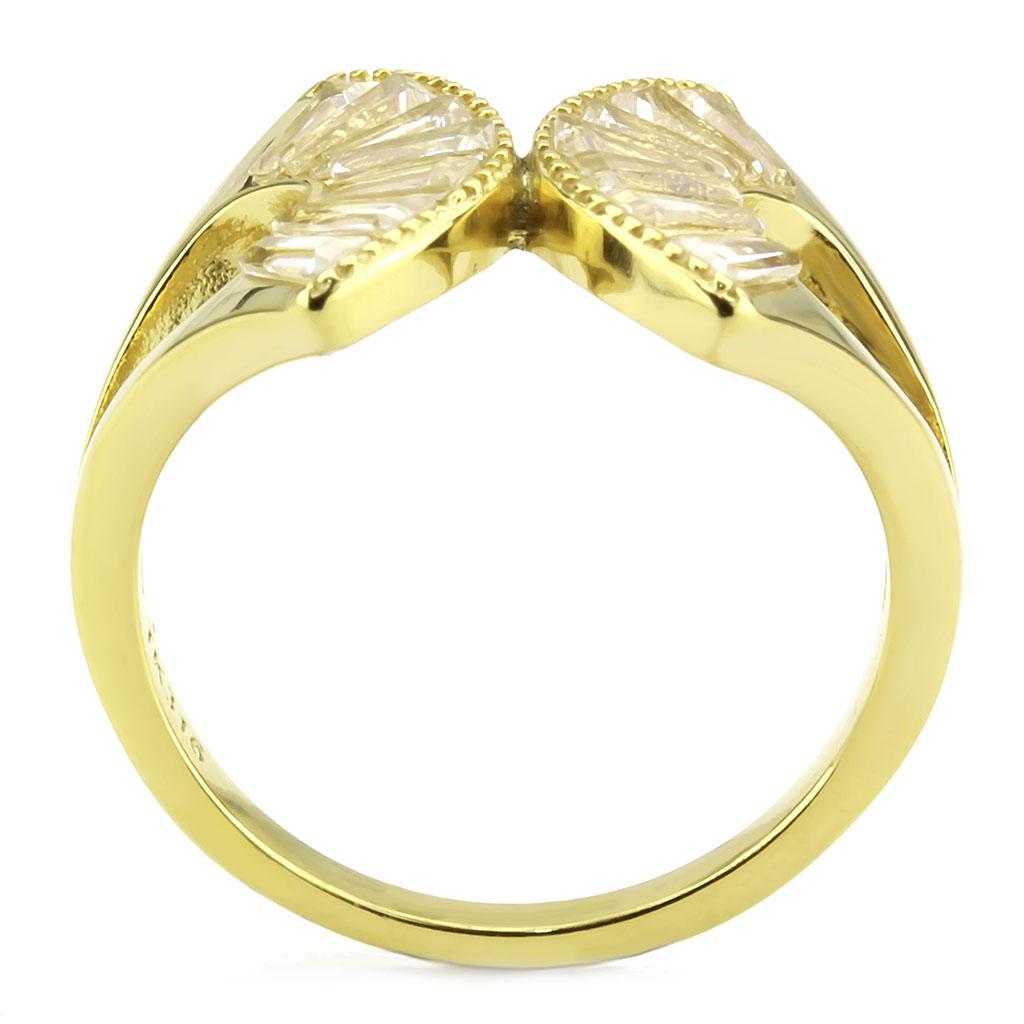 MATK3638 - IP Gold(Ion Plating) Stainless Steel Ring with AAA Grade CZ  in Clear