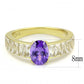 MATK3641 - IP Gold(Ion Plating) Stainless Steel Ring with AAA Grade CZ  in Tanzanite