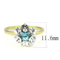 MATK3642 - IP Gold(Ion Plating) Stainless Steel Ring with Synthetic Synthetic Glass in Sea Blue