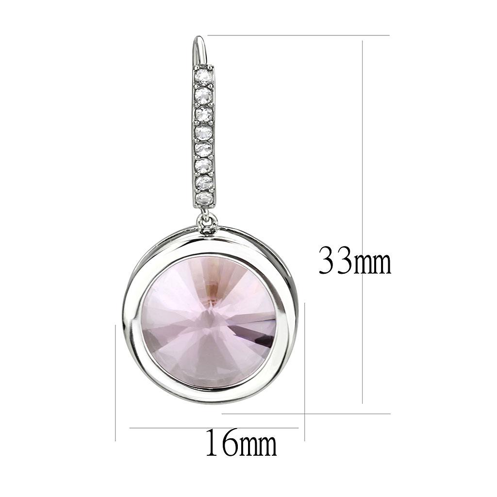MATK3643 - High polished (no plating) Stainless Steel Earrings with Top Grade Crystal  in Light Rose