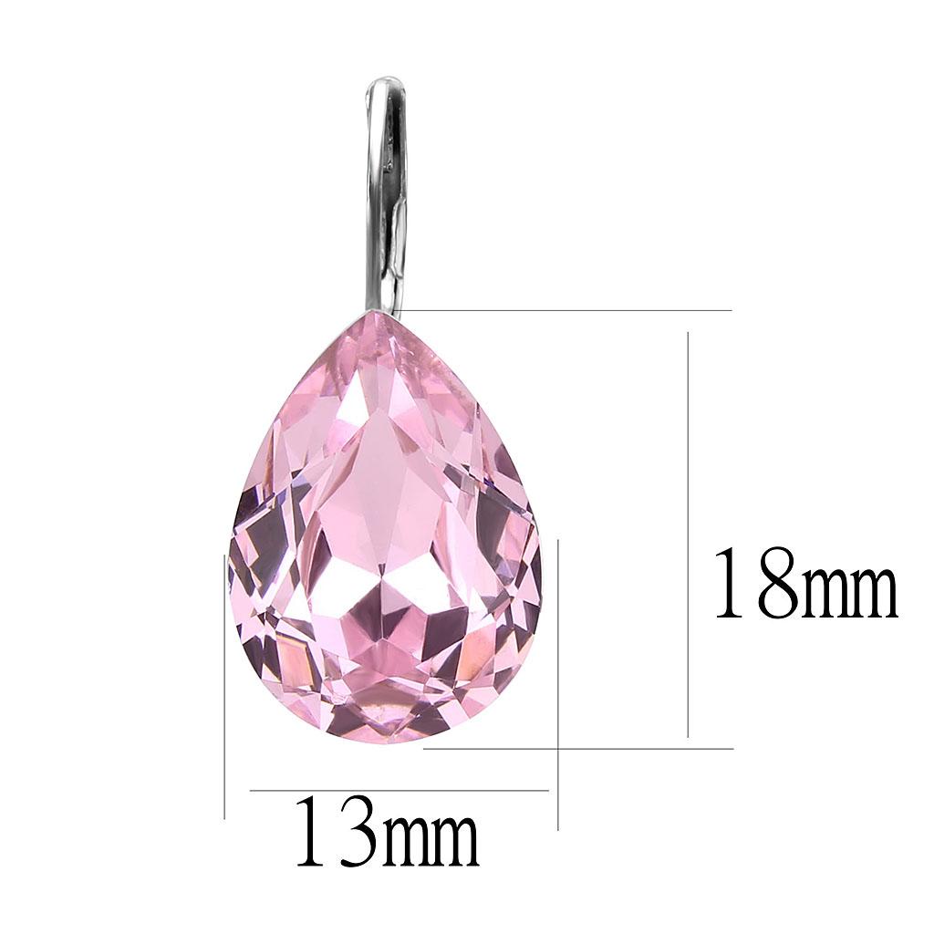 MATK3645 - High polished (no plating) Stainless Steel Earrings with Top Grade Crystal  in Light Rose