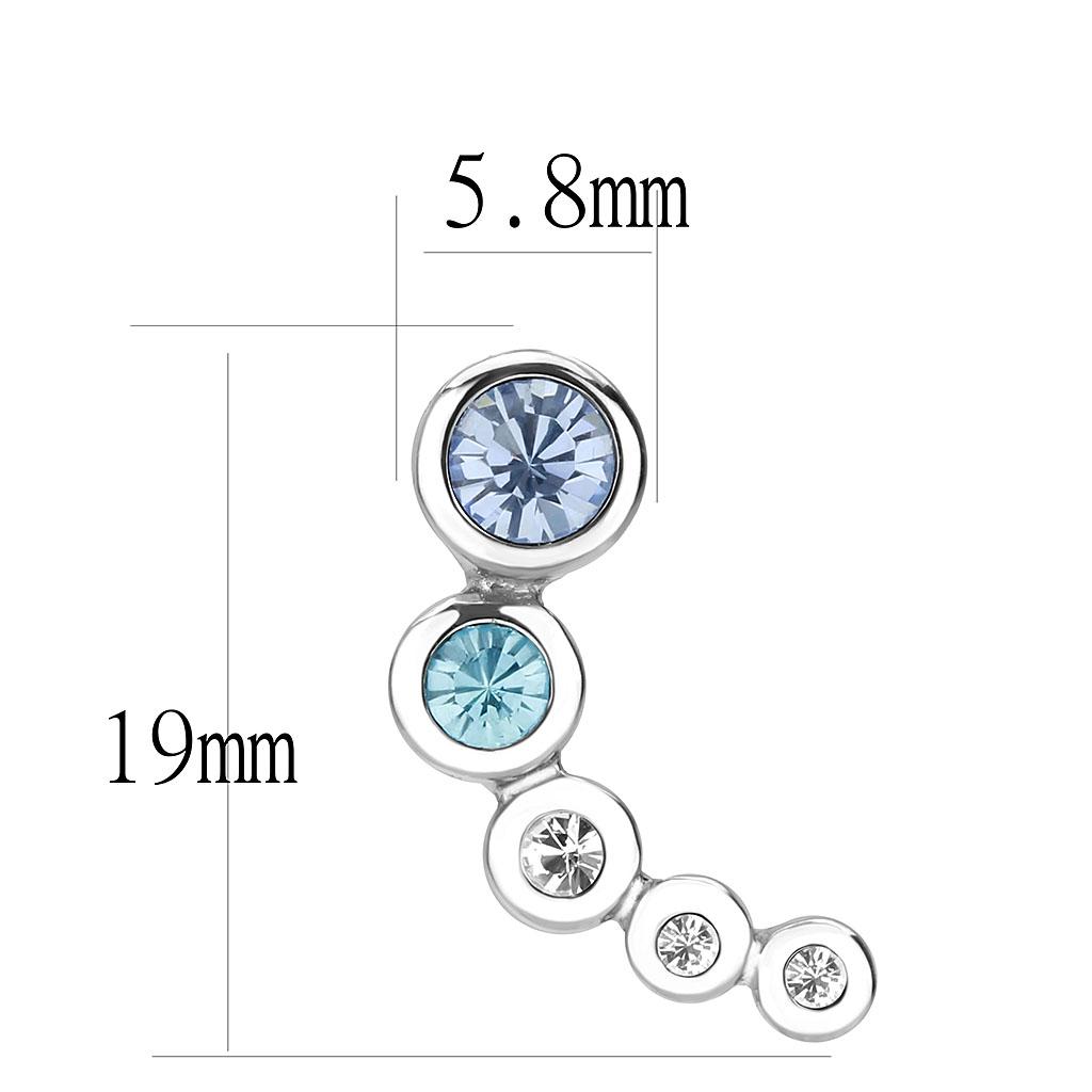 MATK3652 - High polished (no plating) Stainless Steel Earrings with Top Grade Crystal  in Light Sapphire