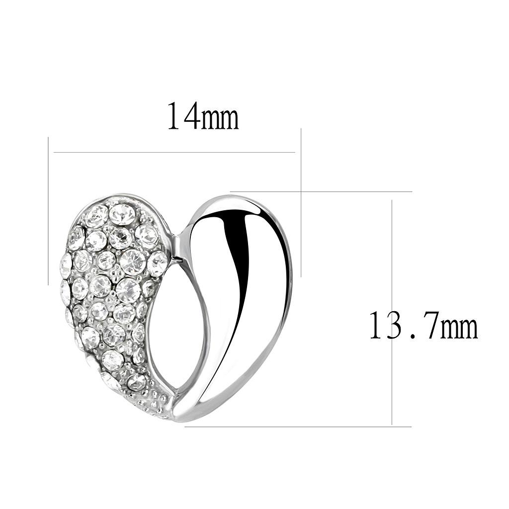 MATK3653 - High polished (no plating) Stainless Steel Earrings with Top Grade Crystal  in Clear