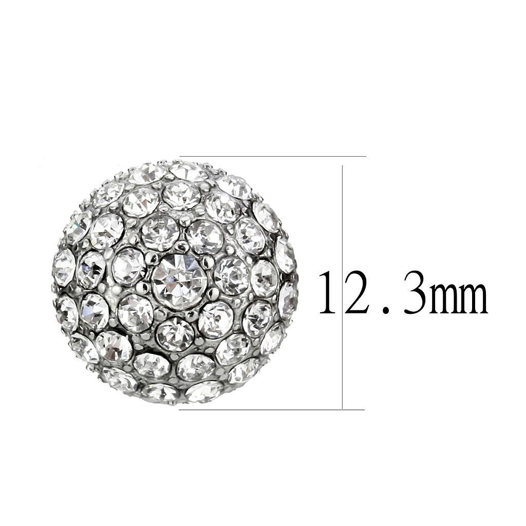 MATK3655 - High polished (no plating) Stainless Steel Earrings with Top Grade Crystal  in Clear