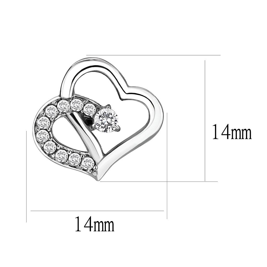 MATK3656 - High polished (no plating) Stainless Steel Earrings with AAA Grade CZ  in Clear