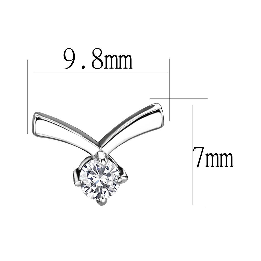 MATK3657 - High polished (no plating) Stainless Steel Earrings with AAA Grade CZ  in Clear