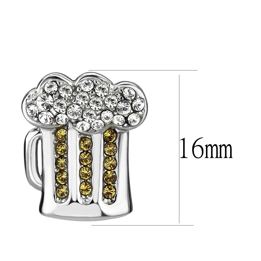MATK3658 - High polished (no plating) Stainless Steel Earrings with Top Grade Crystal  in Topaz