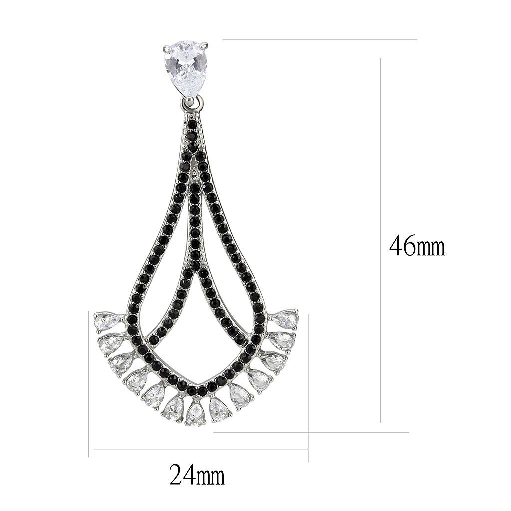 MATK3664 - High polished (no plating) Stainless Steel Earrings with AAA Grade CZ  in Clear
