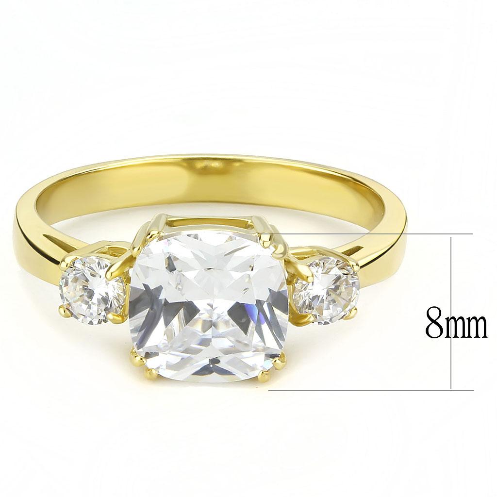 MATK3674 - IP Gold(Ion Plating) Stainless Steel Ring with AAA Grade CZ  in Clear