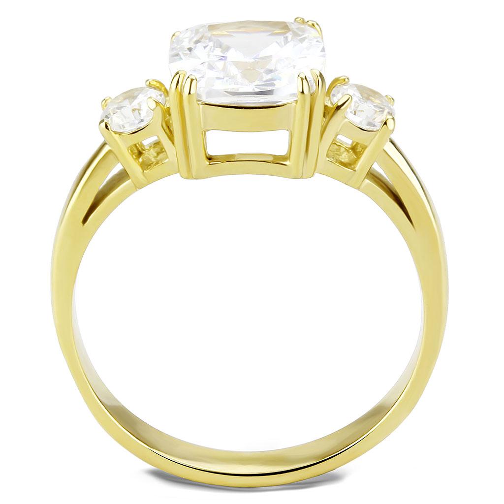 MATK3674 - IP Gold(Ion Plating) Stainless Steel Ring with AAA Grade CZ  in Clear