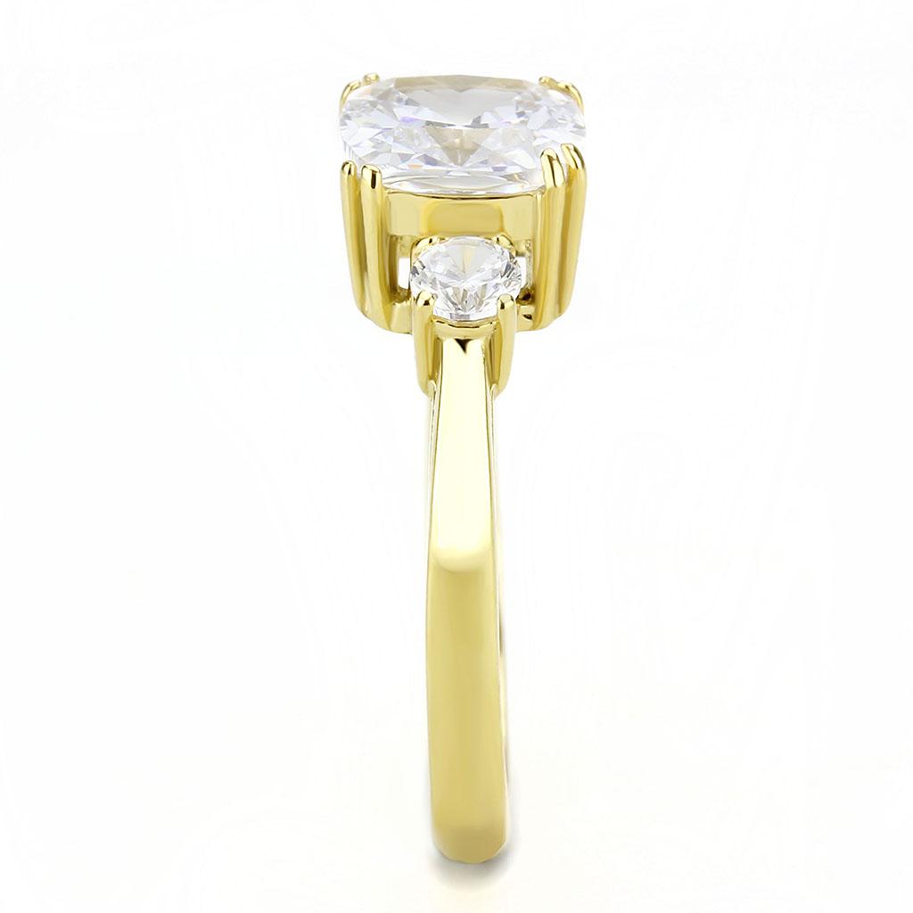 MATK3674 - IP Gold(Ion Plating) Stainless Steel Ring with AAA Grade CZ  in Clear