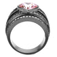 MATK3686 - IP Black(Ion Plating) Stainless Steel Ring with Top Grade Crystal  in Light Rose