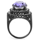 MATK3687 - IP Black(Ion Plating) Stainless Steel Ring with Top Grade Crystal  in Tanzanite