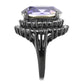 MATK3687 - IP Black(Ion Plating) Stainless Steel Ring with Top Grade Crystal  in Tanzanite