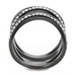 MATK3689 - IP Light Black  (IP Gun) Stainless Steel Ring with Top Grade Crystal  in Clear