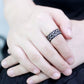 MATK3691 - IP Black(Ion Plating) Stainless Steel Ring with Top Grade Crystal  in Clear