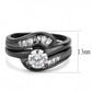 MATK3693 - IP Black(Ion Plating) Stainless Steel Ring with AAA Grade CZ  in Clear
