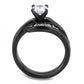 MATK3693 - IP Black(Ion Plating) Stainless Steel Ring with AAA Grade CZ  in Clear