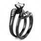 MATK3693 - IP Black(Ion Plating) Stainless Steel Ring with AAA Grade CZ  in Clear
