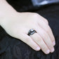 MATK3693 - IP Black(Ion Plating) Stainless Steel Ring with AAA Grade CZ  in Clear