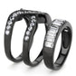 MATK3694 - IP Black(Ion Plating) Stainless Steel Ring with AAA Grade CZ  in Clear