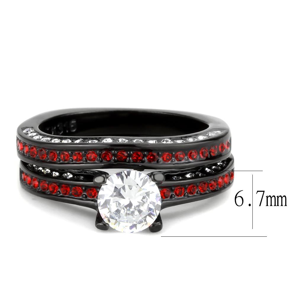 MATK3695 - IP Black(Ion Plating) Stainless Steel Ring with AAA Grade CZ  in Clear