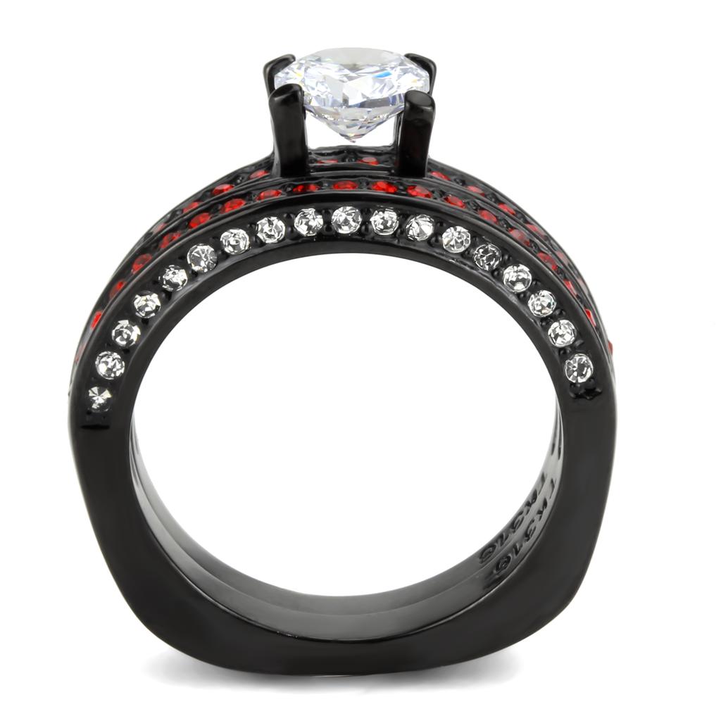 MATK3695 - IP Black(Ion Plating) Stainless Steel Ring with AAA Grade CZ  in Clear