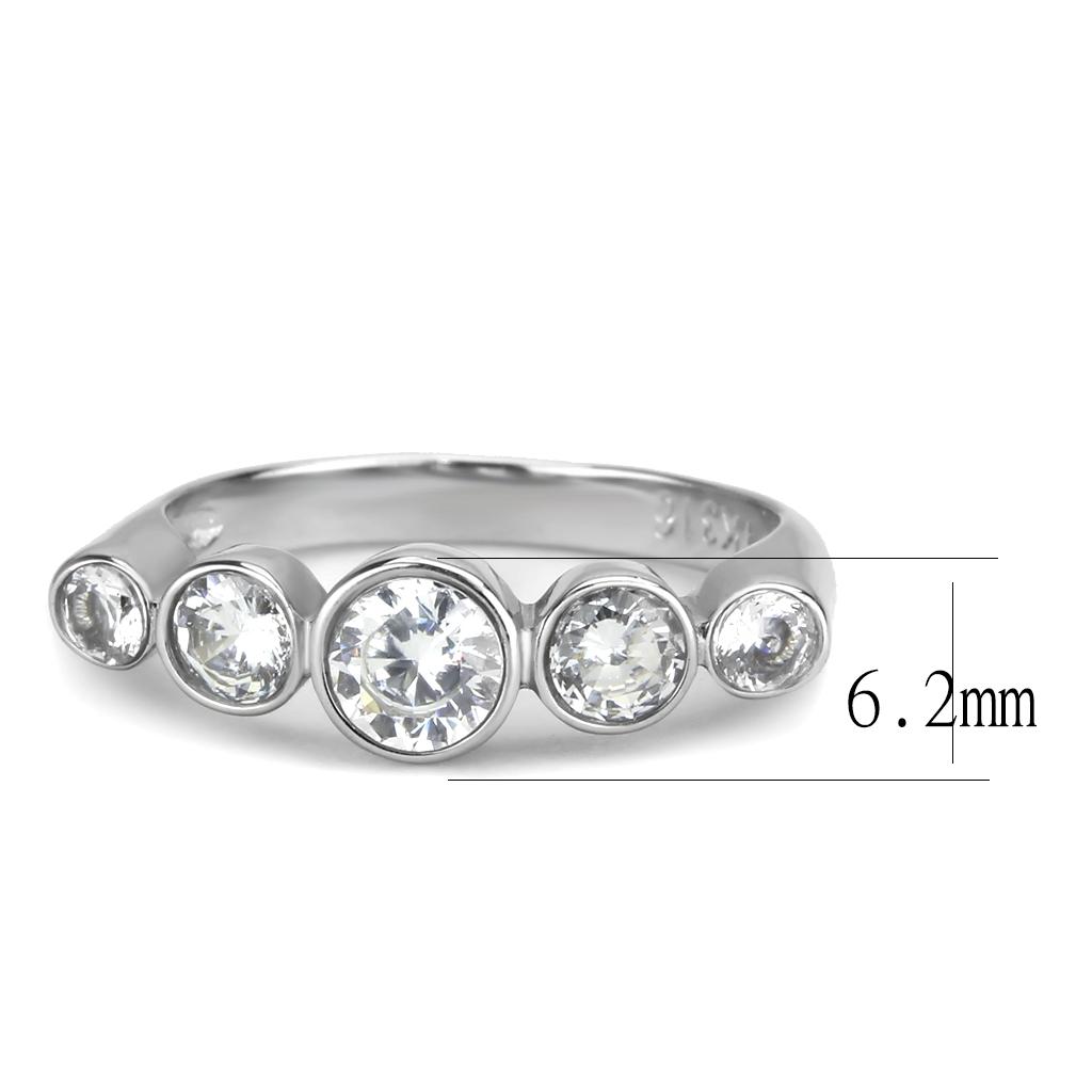 MATK3697 - High polished (no plating) Stainless Steel Ring with AAA Grade CZ  in Clear