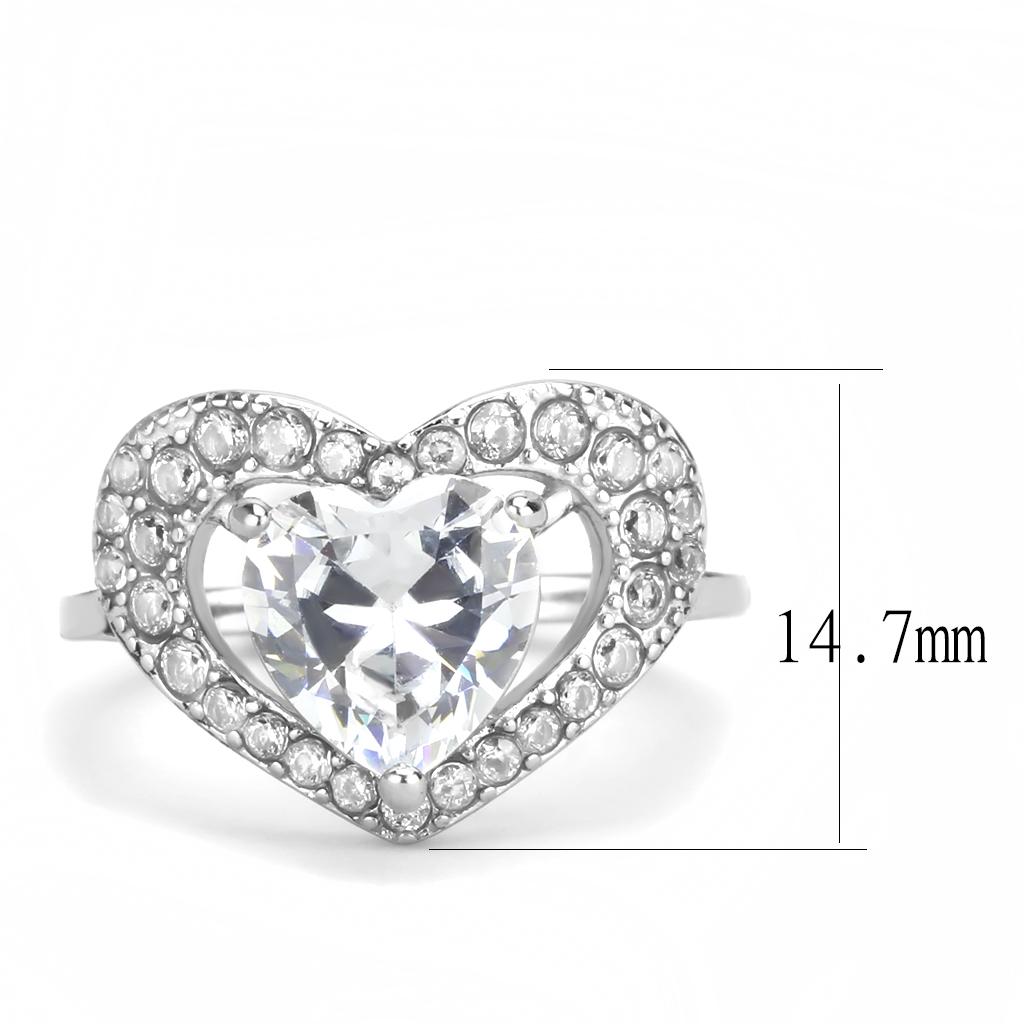 MATK3698 - High polished (no plating) Stainless Steel Ring with AAA Grade CZ  in Clear