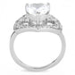 MATK3698 - High polished (no plating) Stainless Steel Ring with AAA Grade CZ  in Clear