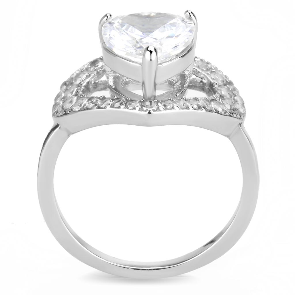 MATK3698 - High polished (no plating) Stainless Steel Ring with AAA Grade CZ  in Clear