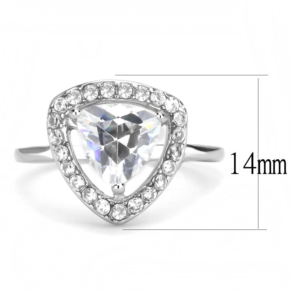 MATK3699 - High polished (no plating) Stainless Steel Ring with AAA Grade CZ  in Clear