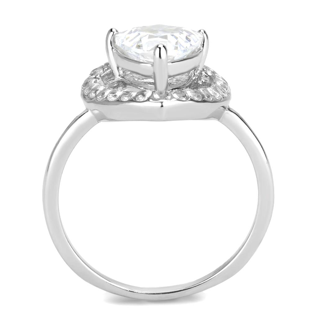 MATK3699 - High polished (no plating) Stainless Steel Ring with AAA Grade CZ  in Clear