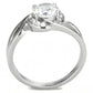 MATK3701 - High polished (no plating) Stainless Steel Ring with AAA Grade CZ  in Clear