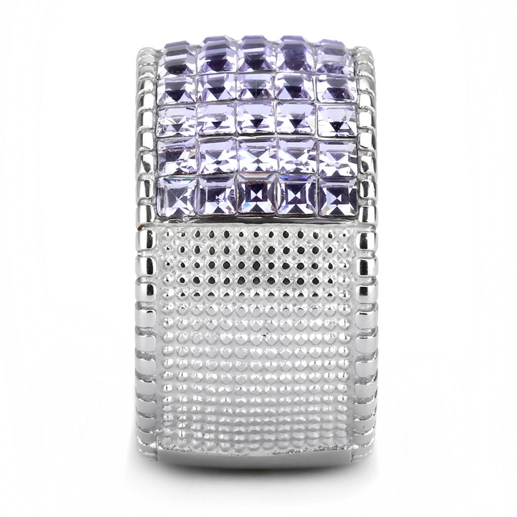 MATK3703 - High polished (no plating) Stainless Steel Ring with Top Grade Crystal  in Multi Color