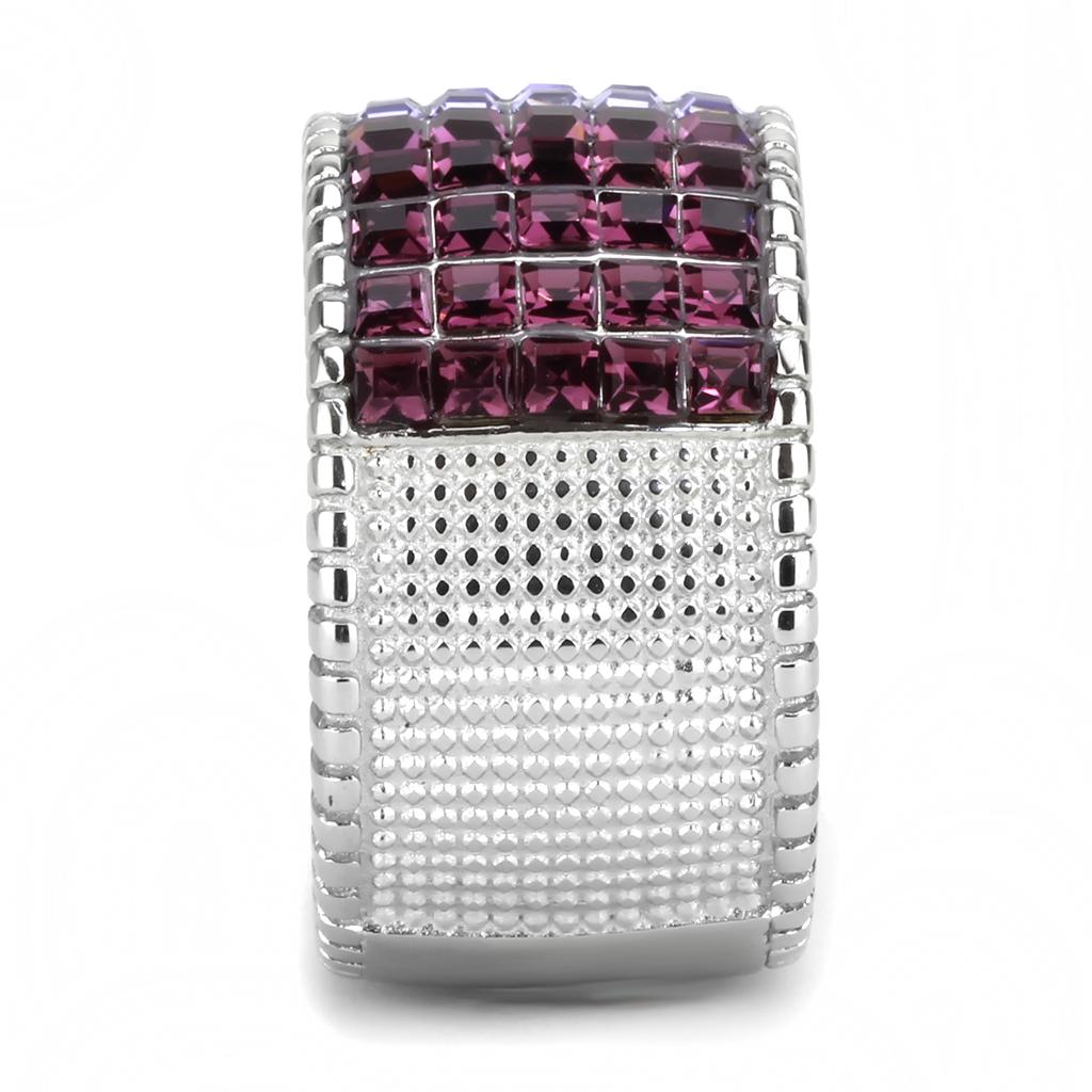 MATK3703 - High polished (no plating) Stainless Steel Ring with Top Grade Crystal  in Multi Color