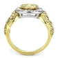 MATK3704 - Two-Tone IP Gold (Ion Plating) Stainless Steel Ring with Top Grade Crystal  in Multi Color