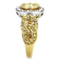 MATK3704 - Two-Tone IP Gold (Ion Plating) Stainless Steel Ring with Top Grade Crystal  in Multi Color