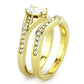MATK3706 - IP Gold(Ion Plating) Stainless Steel Ring with AAA Grade CZ  in Clear