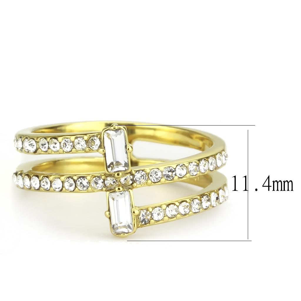 MATK3707 - IP Gold(Ion Plating) Stainless Steel Ring with Top Grade Crystal  in Clear