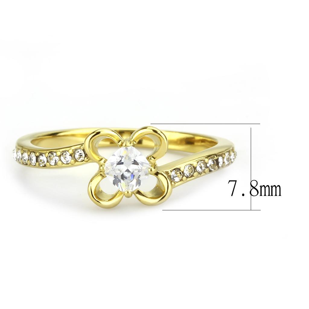 MATK3711 - IP Gold(Ion Plating) Stainless Steel Ring with AAA Grade CZ  in Clear