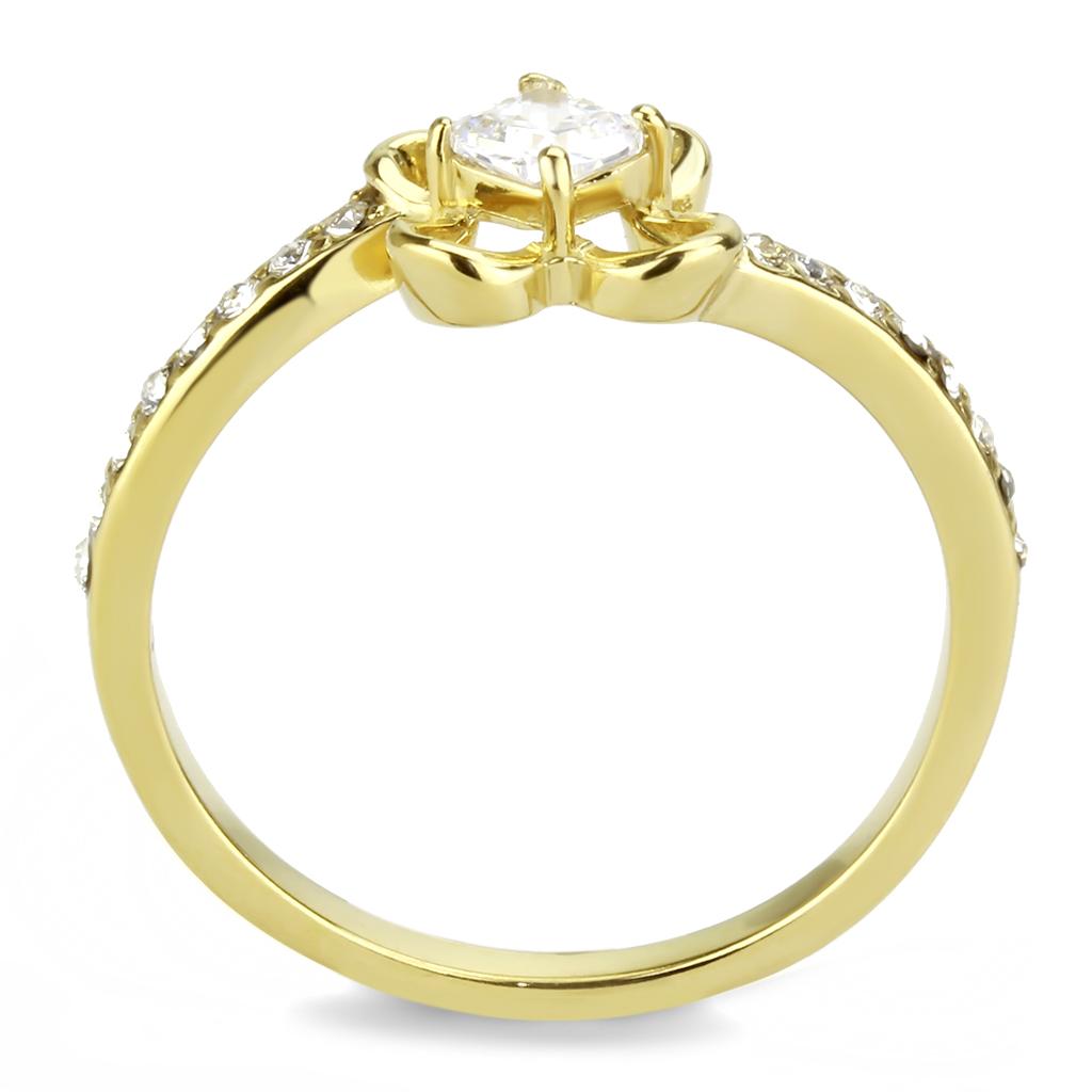MATK3711 - IP Gold(Ion Plating) Stainless Steel Ring with AAA Grade CZ  in Clear