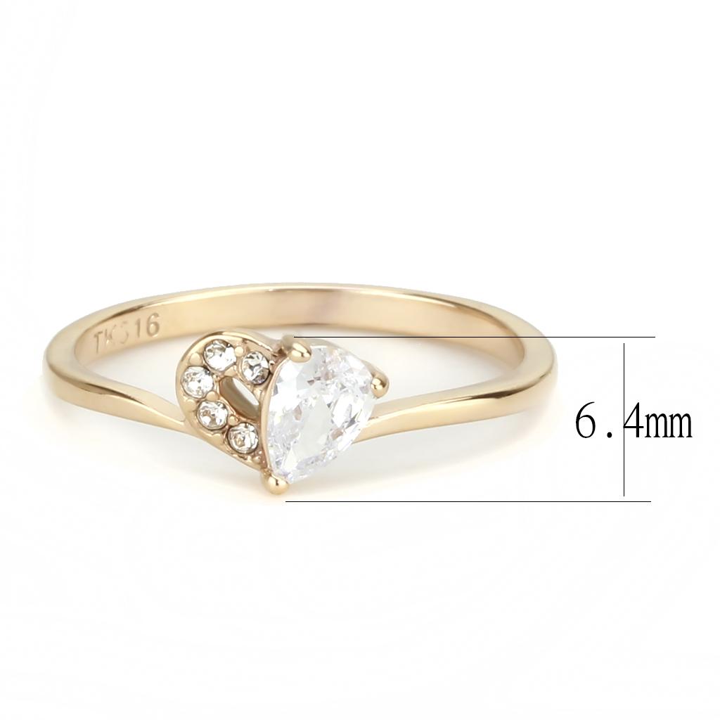 MATK3713 - IP Rose Gold(Ion Plating) Stainless Steel Ring with AAA Grade CZ  in Clear