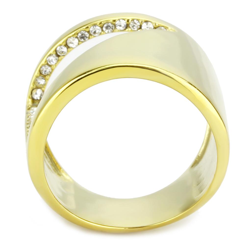 MATK3715 - IP Gold(Ion Plating) Stainless Steel Ring with Top Grade Crystal  in Clear
