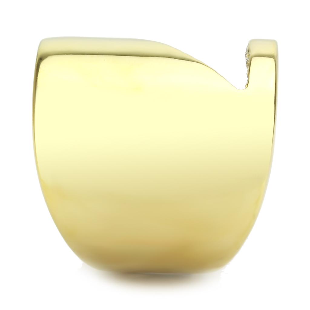 MATK3715 - IP Gold(Ion Plating) Stainless Steel Ring with Top Grade Crystal  in Clear
