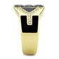 MATK3721 - IP Gold(Ion Plating) Stainless Steel Ring with AAA Grade CZ  in Black Diamond