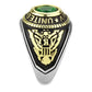 TK3724 - Two-Tone IP Gold (Ion Plating) Stainless Steel Ring with Synthetic Synthetic Glass in Emerald