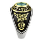 TK3725 - Two-Tone IP Gold (Ion Plating) Stainless Steel Ring with Synthetic Synthetic Glass in Sea Blue