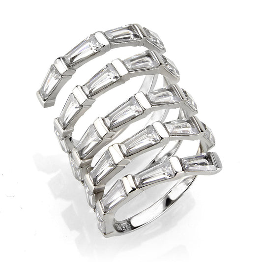 MATK3729 High polished Stainless Steel Ring with AAA Grade CZ in Clear