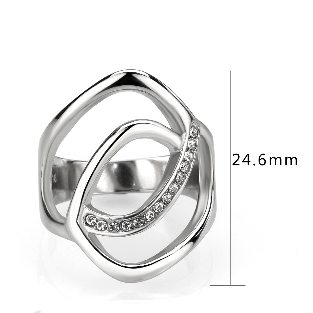 MATK3731 High polished Stainless Steel Ring with Top Grade Crystal in Clear